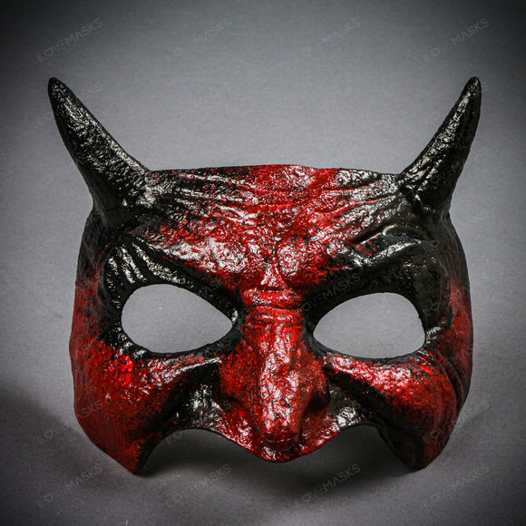 Goblin Devil Short Horn Eyes Mask - Bloody Red - Picture 1 of 8